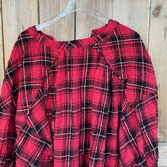 Free People Intimately top plaid new red black S Buffalo Plaid - Picture 8 of 9